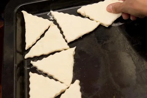 Dough on a baking sheet on the cookie Stock Photos