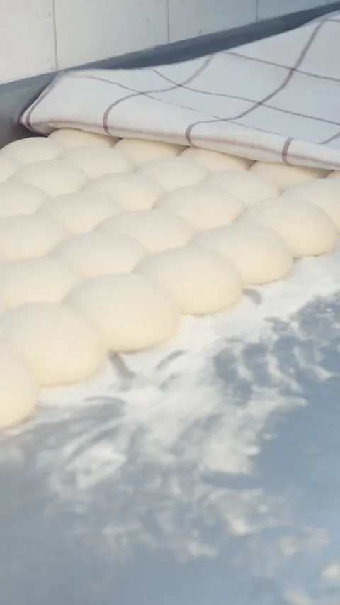 Dough Balls Resting Under Kitchen Towel Close Up Stock Footage 344393151