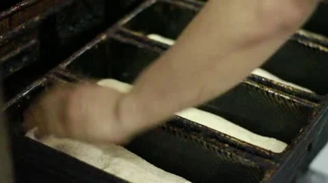 Dough boxes being moved Stock Footage 9462665