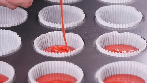 Dough for cake poured into mold Stock Footage 74395962