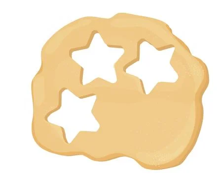 Dough cookie cutter star shape top view cartoon style isolated on white Illustrazione stock