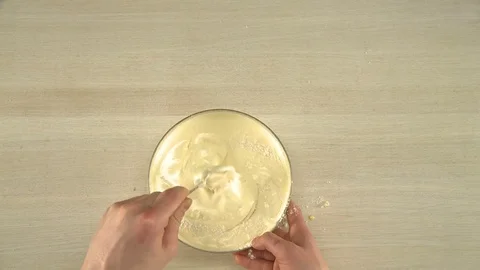 Dough cooking view form above. Video stock 70861156