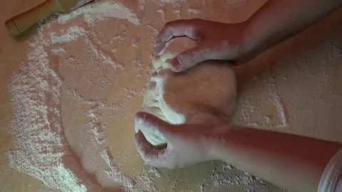 The dough is crushed with the hands Video stock 84767296