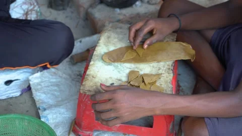 Dough Cutting on Red Stool Stock Footage 331282928