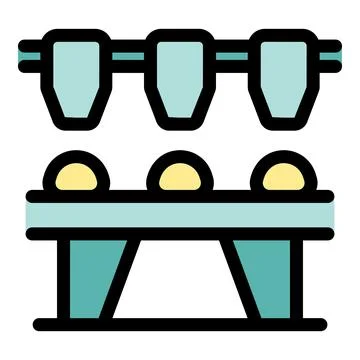 Dough divider rounder processing food on conveyor belt in bakery Illustrazione stock