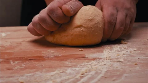 Dough Kneading and a Hands Push Stock Footage 254939055