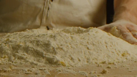 Dough kneading macro shot Видео 126259089