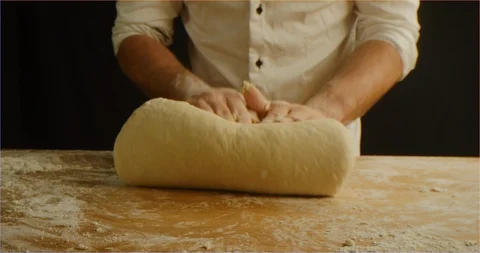 Dough kneading macro shot Видео 126299167