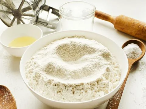 Dough kneading set Stock Photos