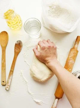 Dough kneading set Stock Photos