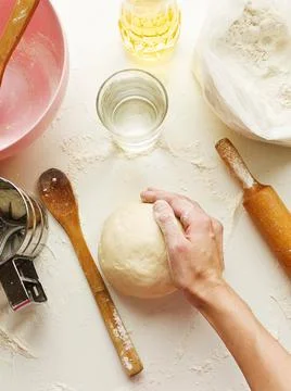 Dough kneading set Stock Photos