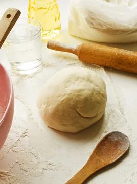 Dough kneading set Stock Photos