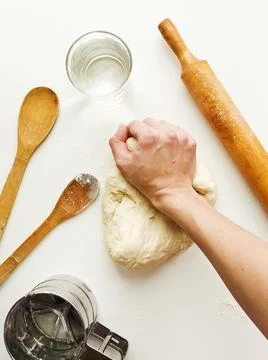 Dough kneading set Stock Photos