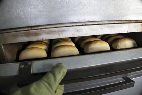 The dough laid for the bread is suitable and ready for baking. Stock Photos