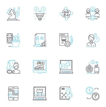 Dough linear icons set. Flour, Knead, Yeast, Rise, Baking, Mix, Stretch line Stock Illustration