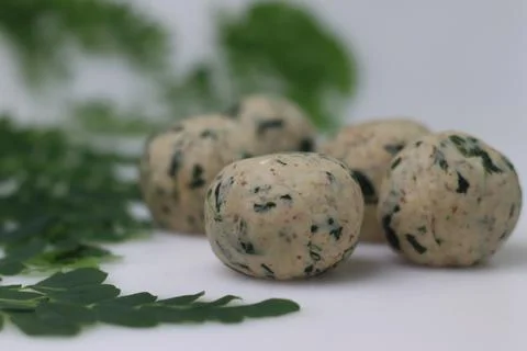 Dough for making Indian flat bread, made of whole wheat flour and spices with 스톡 사진