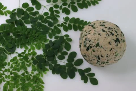 Dough for making Indian flat bread, made of whole wheat flour and spices with Fotos de archivo