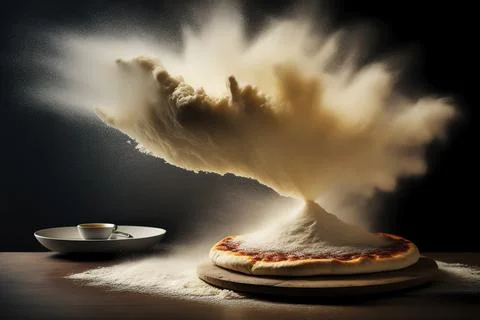 Dough for making a pizza on a dark background Stock Photos