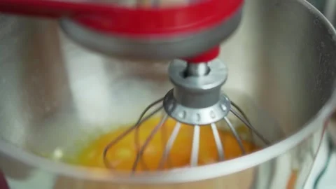 Dough mixer machine is mixing cake dough on. homemade baking and cooking conc Stock Footage 167811371