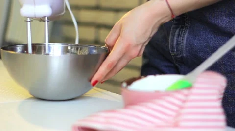 Dough mixer whipped in the kitchen Stock Footage 46514385