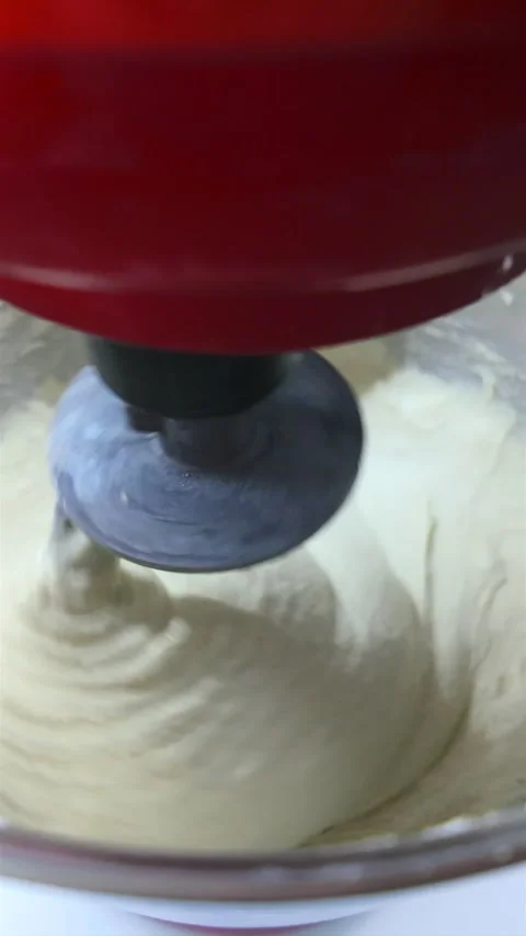 Dough mixing machine working during professional bakery food preparation Stock Footage 327727456