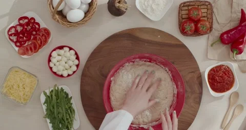 Dough preparation to make pizza Stock Footage 151202412
