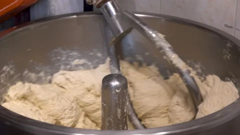 Dough preparing,  kneading process in factory. Video stock 172190049