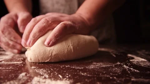 Dough in process of making bakery at restaurant kitchen Video stock 150577944