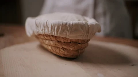 Dough rising in a basket Stock Footage 130384707