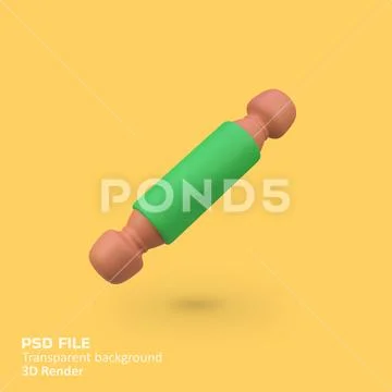 Dough roller isolated 3d render icon illustration PSD Template