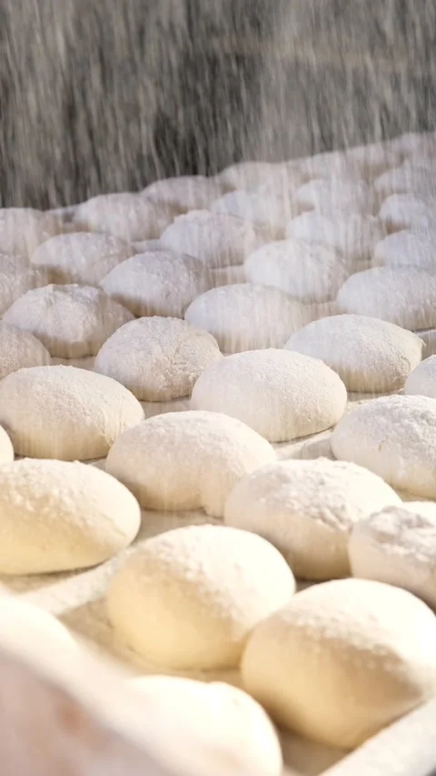Dough rolling, bread making, pizza dough, dough making, flour, dough, Stock Footage 228805491