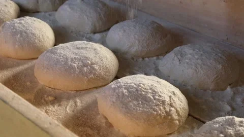 Dough rolling, bread making, pizza dough, dough making, flour, dough, Stock Footage 228806517