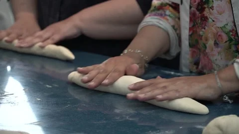 Dough Rolling in Kitchen Stock Footage 317472609