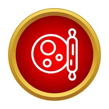 Dough with rolling pin on cooking icon button Stock Illustration