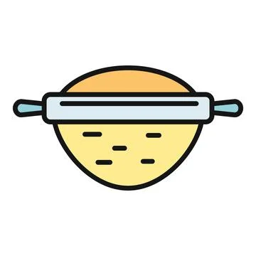 Dough rolling with rolling pin cooking icon Stock Illustration