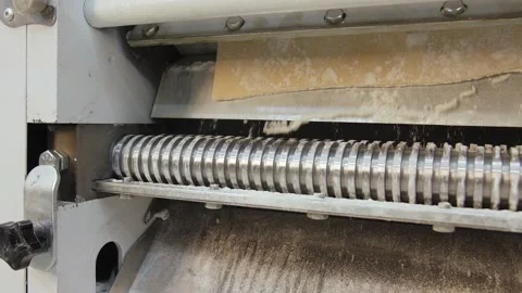 Dough sclicing machine. Making dough for pasta Stock Footage 131824369