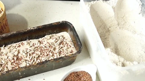 Dough with seeds Stock Footage 77568232