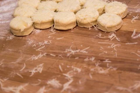Dough on a table with flour Stock Photos