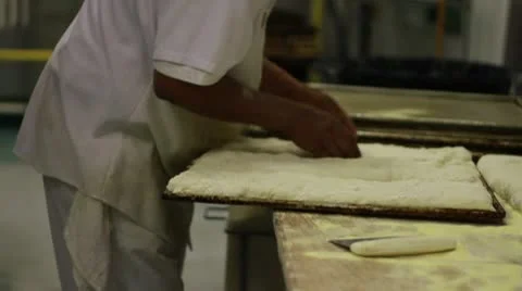 Dough tray moved out of  frame Stock Footage 9455532
