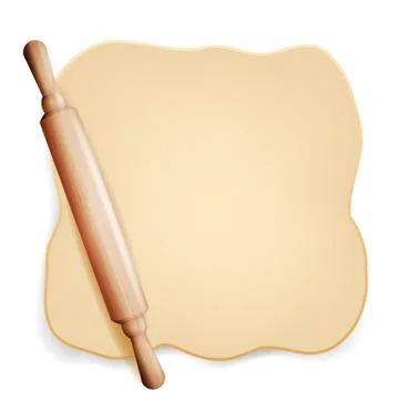 Rolling pin, dough roller isolated against white background. Wood