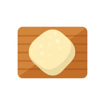 Dough on wood icon flat vector. Wheat cake Illustrazione stock