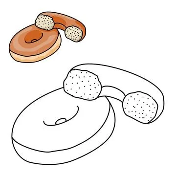 A doughnut and half a doughnut on a white background, for an afternoon snack wit Stock Illustration
