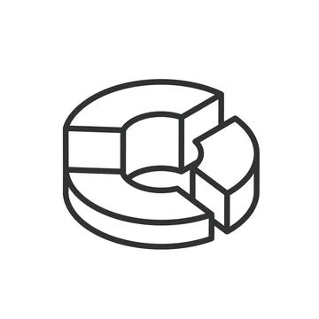 Doughnut chart isometric, icon in line design. Doughnut, chart, isometric, 3D 스톡 일러스트
