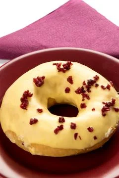 Doughnut with cherry Stock Photos