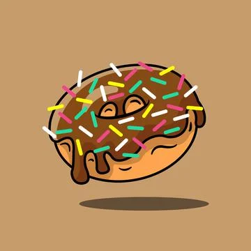 Doughnut with Chocolate Melted Stock Illustration