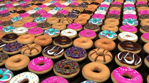 Doughnut conveyor - 3d render looped. Stock Footage 167532434
