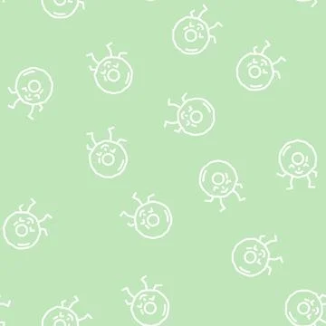 Doughnut dessert character line vector seamless pattern Stock Illustration