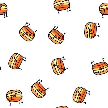 Doughnut dessert character vector seamless pattern Stock Illustration