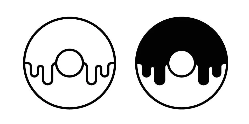 Doughnut icon black vector isolated on white Stock Illustration