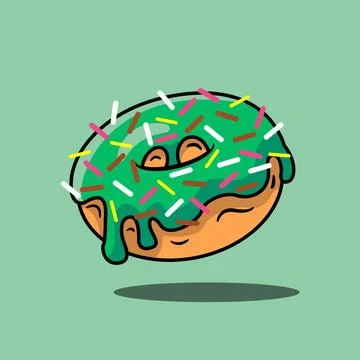 Doughnut with Matcha Melted Stock Illustration